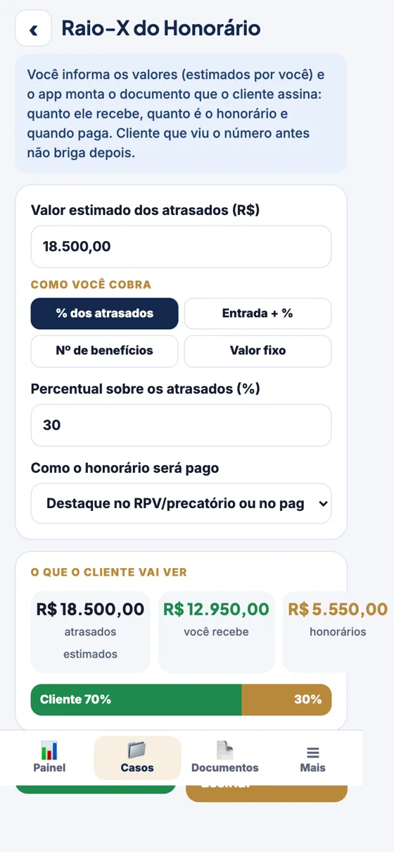 App: Raio-X do Honorário